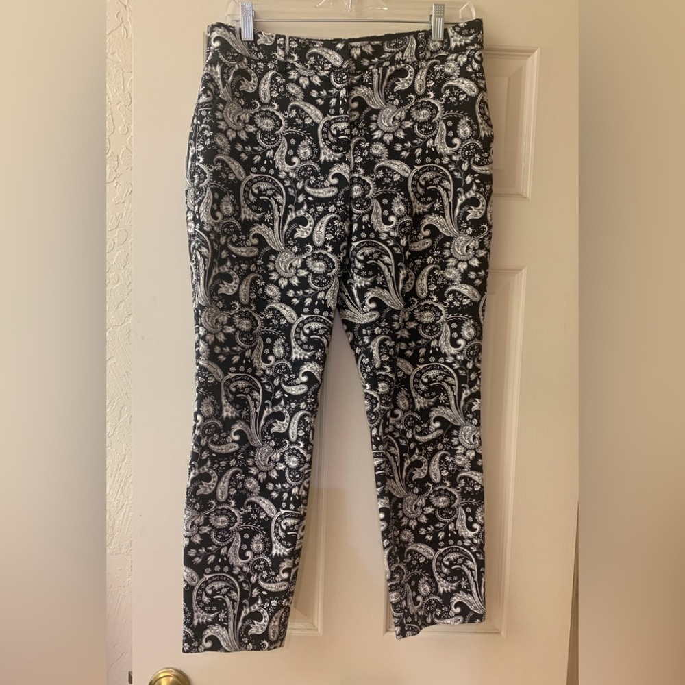 Express Black and White Paisley Columnist Ankle Pants